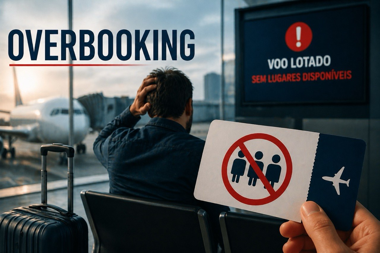 Passageiro impedido de embarcar por overbooking em aeroporto